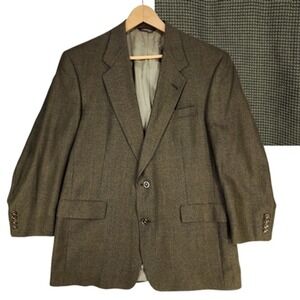 Hart Schaffner Marx 44R Mens Sport Coat Blazer Brown Beige Single Breast Vtg USA